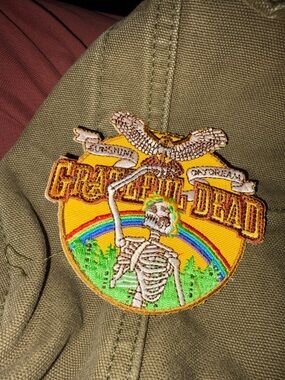 Grateful Dead Skeleton Rainbow Embroidered Patch - Yellow/Green